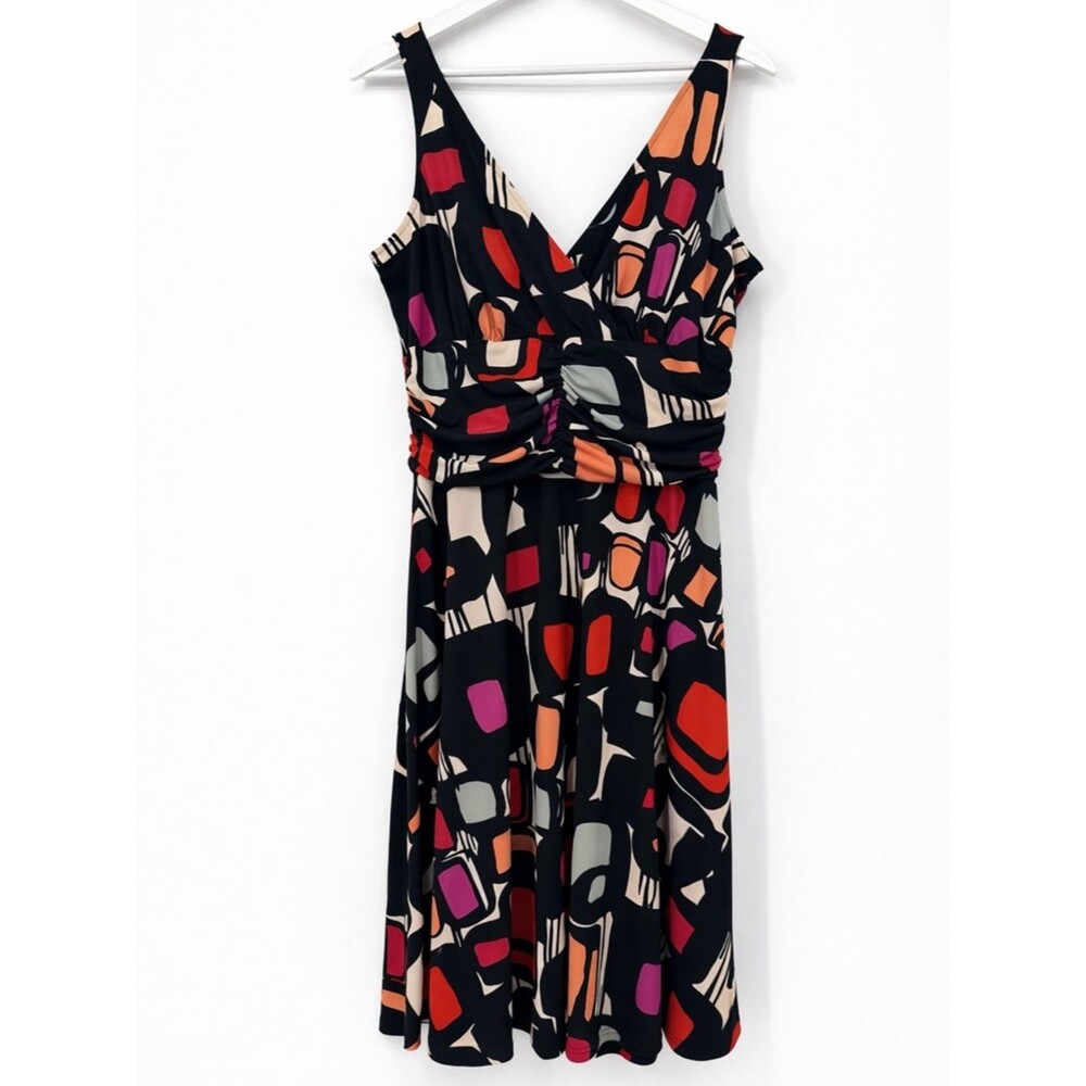Karin Stevens Geometric Midi Dress Abstract Size 14 Party Y2k Style